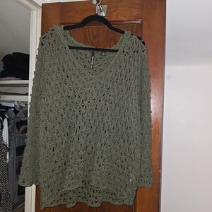 Skye's the Limit Olive Green Crochet Sweater